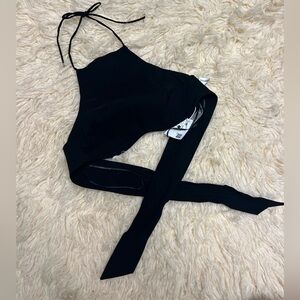Bershka Black Halter Neck Crop Top Size S